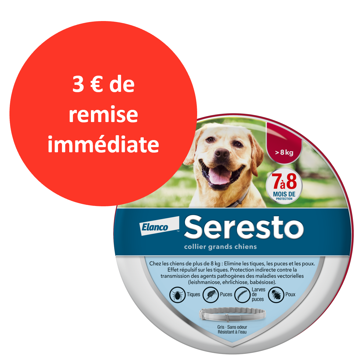 Collier Seresto anti-parasites grands chiens